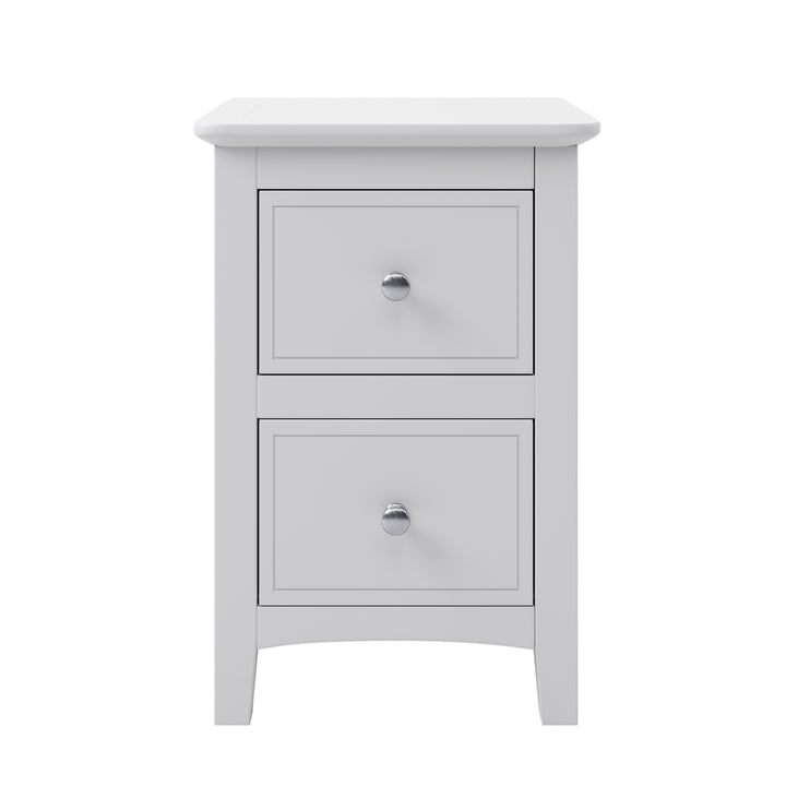 2 Drawers Solid Wood Nightstand End Table in White