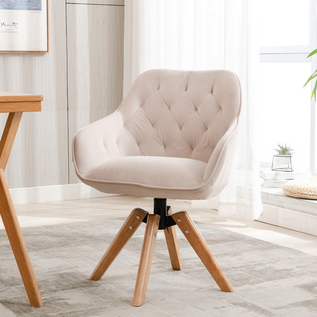 COOLMORE Solid Wood Tufted Upholstered Armless home office  chair