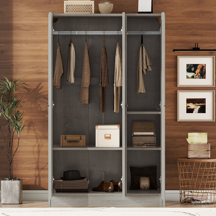 3-Door Shutter Wardrobe with shelves, Gray