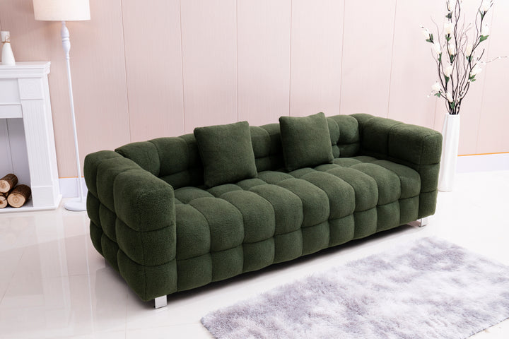 [New+Video]2146 Sofa includes two pillows 80" green  fleece for living room bedroom