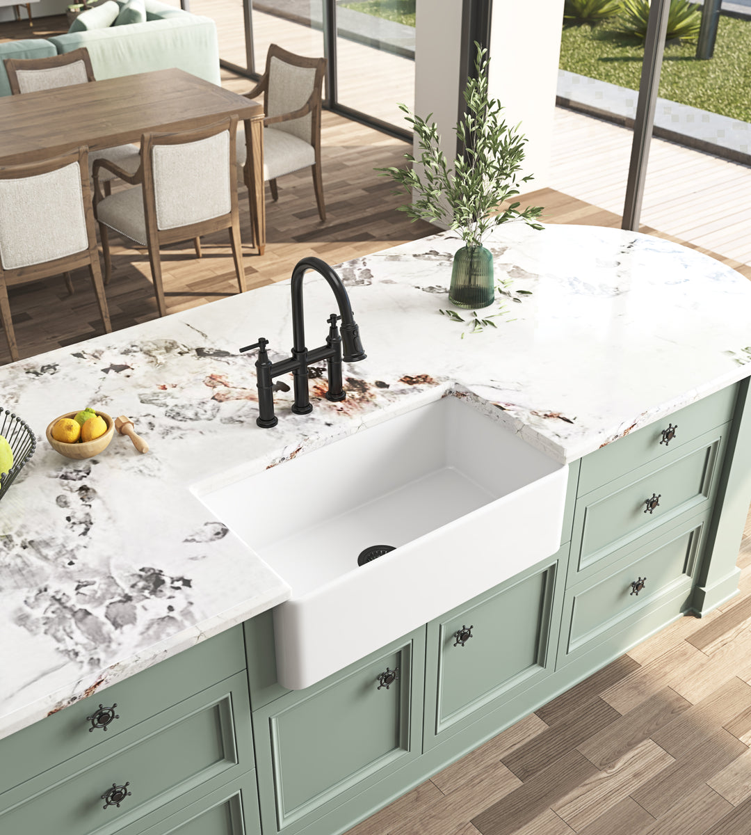 Inch  White Farmhouse Sink Deep Apron Sink Undermount Farmhouse Kitchen Sink Single Farm Sink