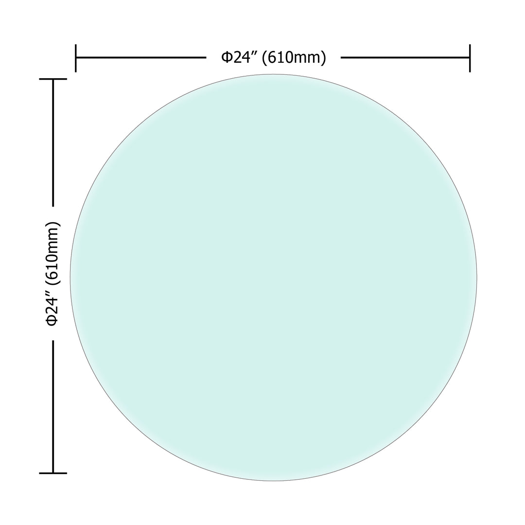 24" Round Tempered Glass Table Top Clear Glass 2/5 Inch Thick Beveled Polished Edge