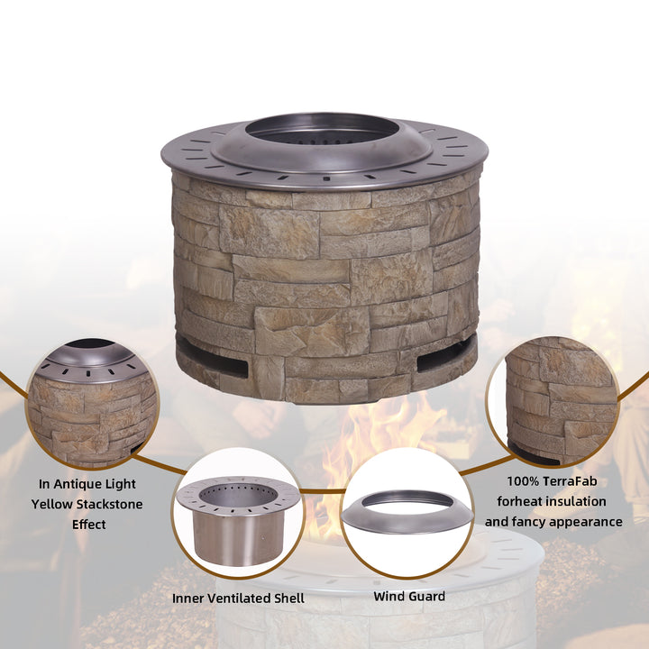 Stackstone Look Smokeless Firepit With Wood Pellet/Twig/Wood As The Fuel