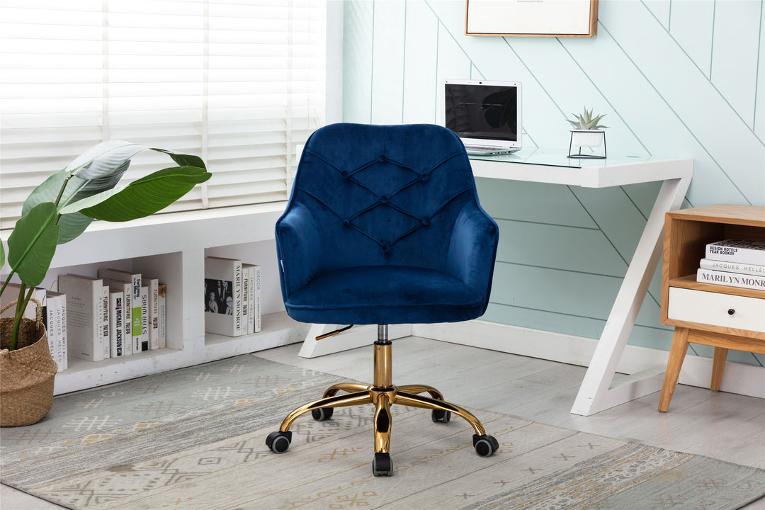 COOLMORE Velvet Swivel Shell Chair for Living Room ,Office chair , Modern Leisure Arm Chair Navy