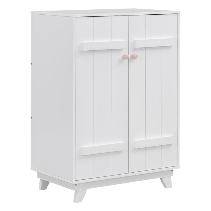 Wooden Wardrobe Cabinet with Hanging Rod, Storage Armoires with Doors ,White