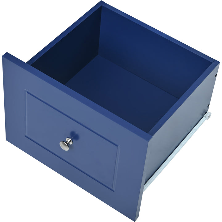 Rolling Mobile Kitchen Island with Drop Leaf - Solid Wood Top, Locking Wheels & Storage Cabinet 52.7 Inch Width(Dark blue)