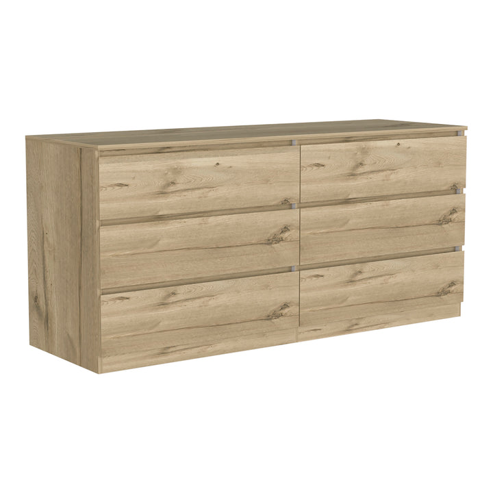 6 Drawer Double Dresser Tronx, Bedroom, Light Oak / White