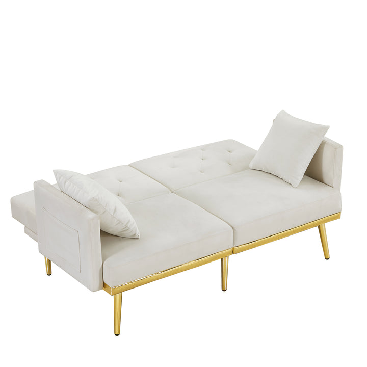 Cream White Velvet Sofa Bed