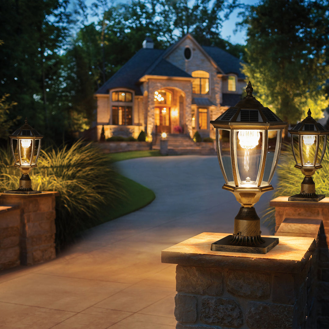 Retro gold Solar Column Headlights With Dimmable LED