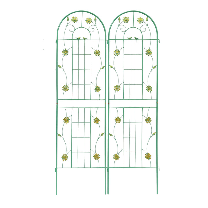 2 Pack Metal Garden Trellis 71" x 19.7" Rustproof Trellis for Climbing Plants Outdoor Flower Support Green