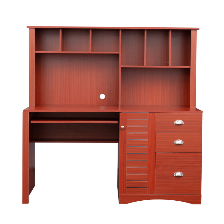 Home Office Computer Desk with Hutch,Teak