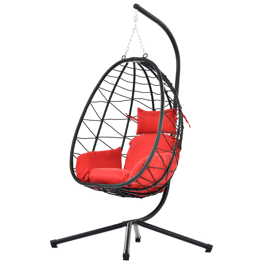 Egg Chair with Stand Indoor Outdoor Swing Chair Patio Wicker Hanging Egg Chair Hanging Basket Chair Hammock Chair with Stand for Bedroom Living Room Balcony