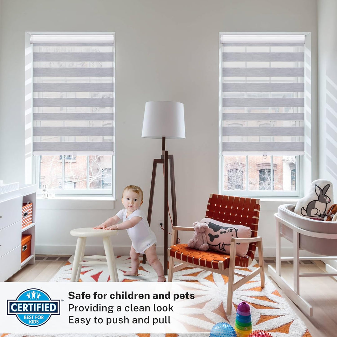 Customized Zebra Blinds Dual Layer Roller Zebra Shades Light Filtering Privacy Protection for Day and Night Easy to Install