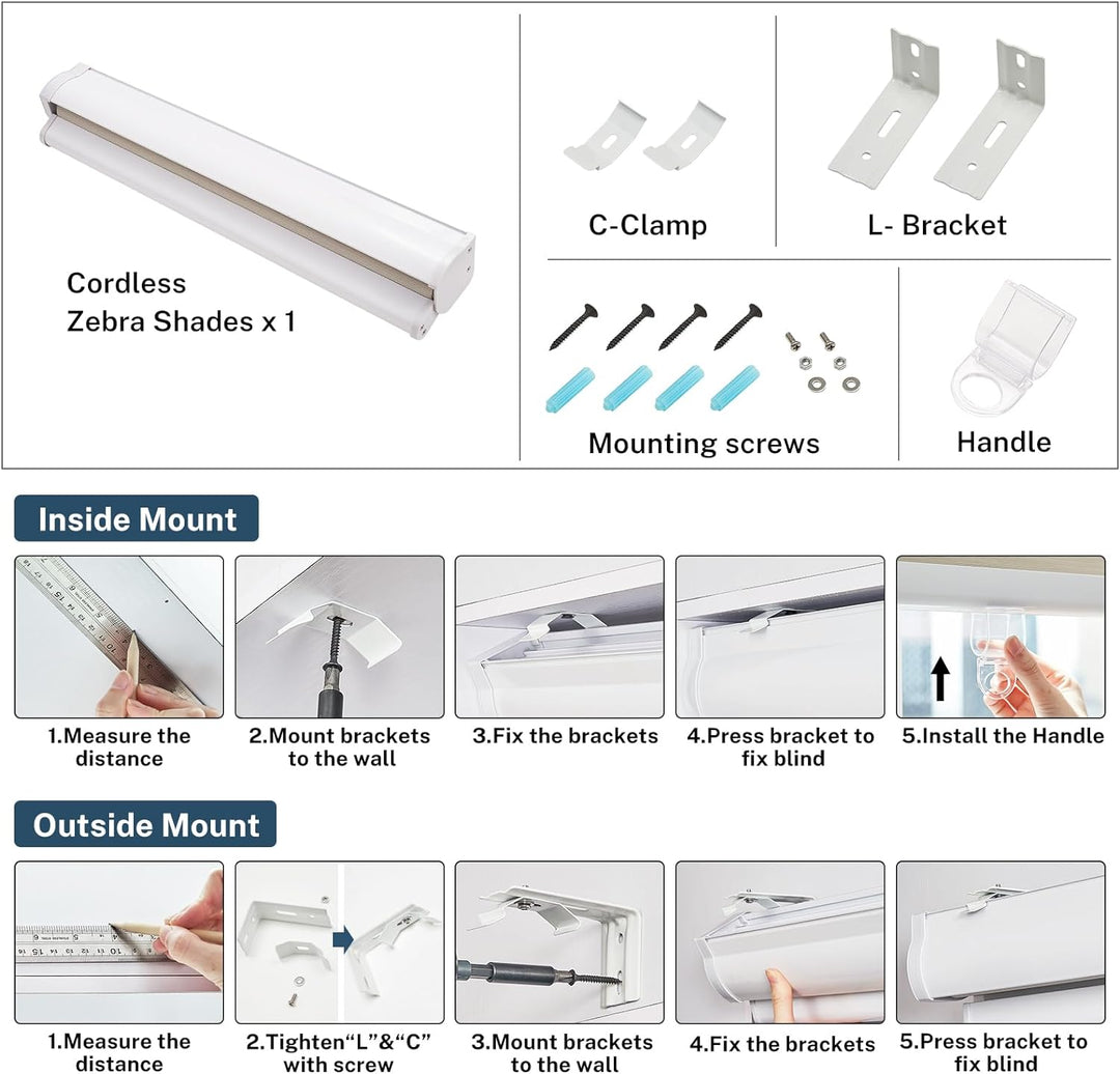 Customized Zebra Blinds Dual Layer Roller Zebra Shades Light Filtering Privacy Protection for Day and Night Easy to Install