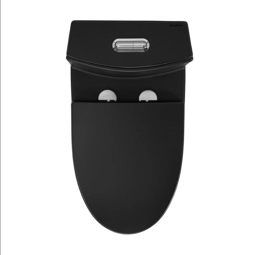 15 5/8 Inch 1.1/1.6 GPF Dual Flush 1-Piece Elongated Toilet with Soft-Close Seat - Matte Black 23T01-MB