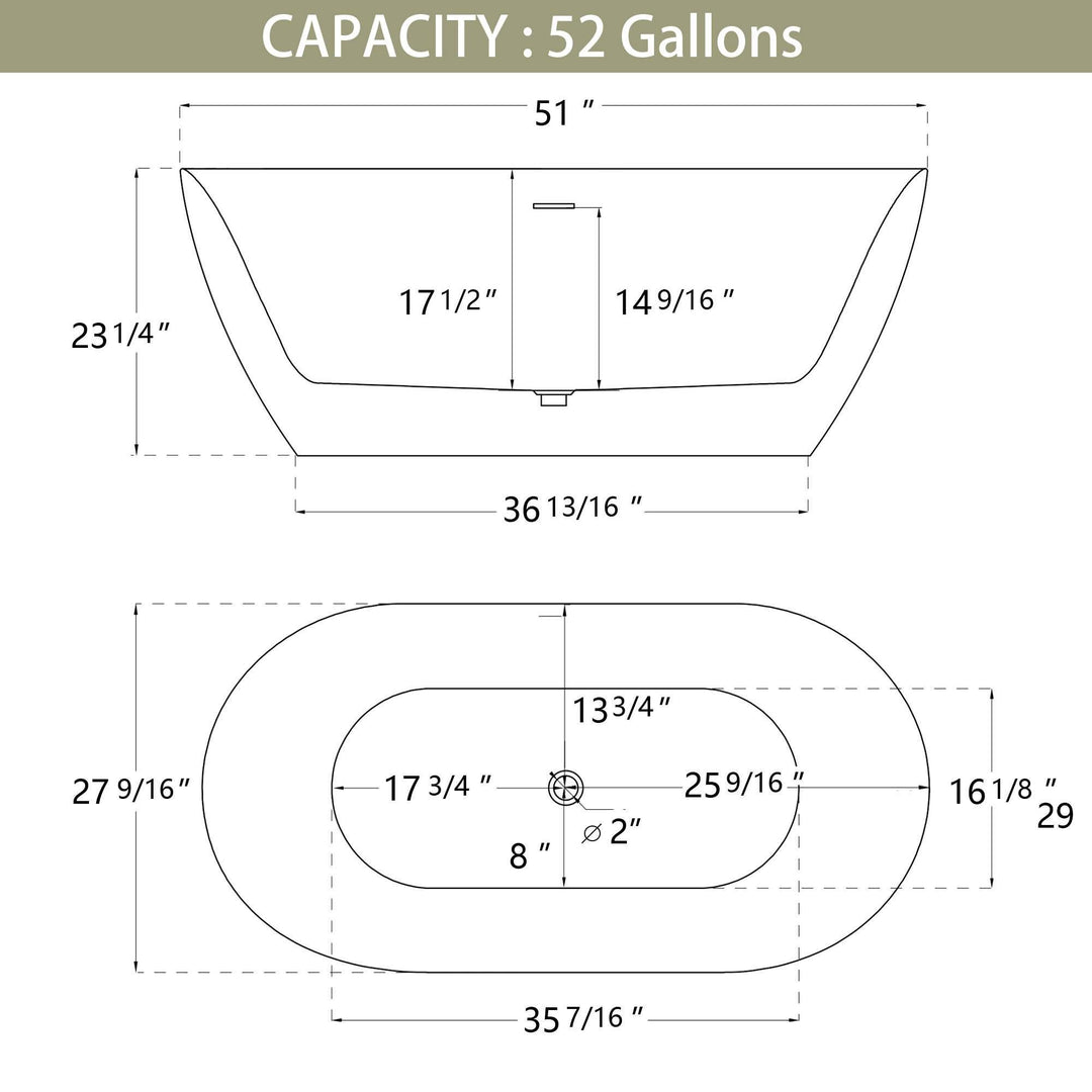 51" Acrylic Free Standing Tub Classic Oval Shape Soaking Tub Adjustable Freestanding Bathtub with Integrated Slotted Overflow and Chrome Pop-up Drain Anti-clogging Gloss White