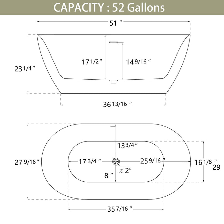 51" Acrylic Free Standing Tub Classic Oval Shape Soaking Tub Adjustable Freestanding Bathtub with Integrated Slotted Overflow and Chrome Pop-up Drain Anti-clogging Gloss White