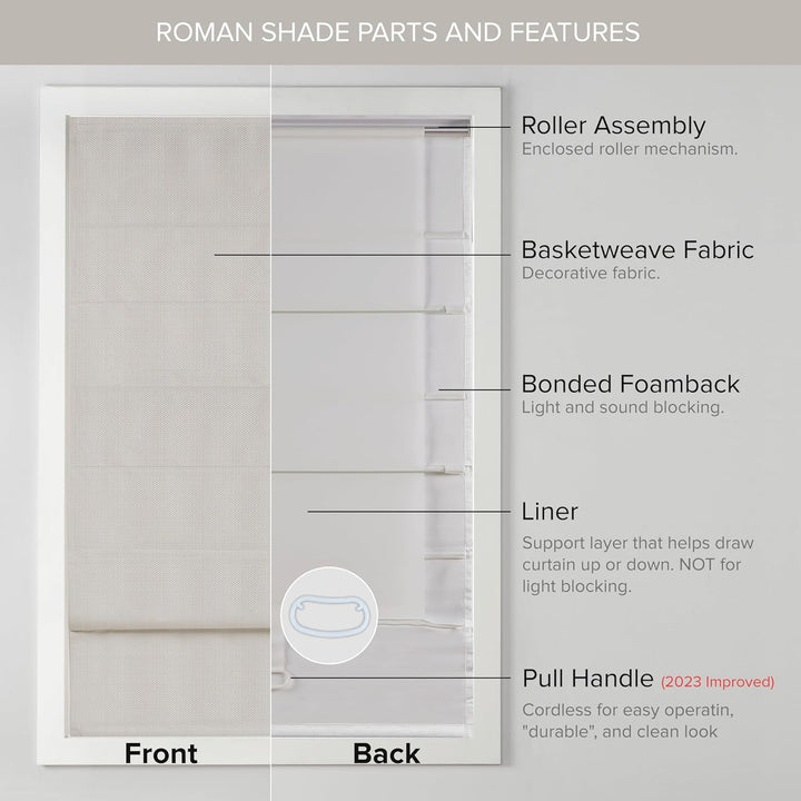 Customizable Cordless Roman Fabric Shades -Privacy Darkening, Energy Efficient, Thermal Insulated