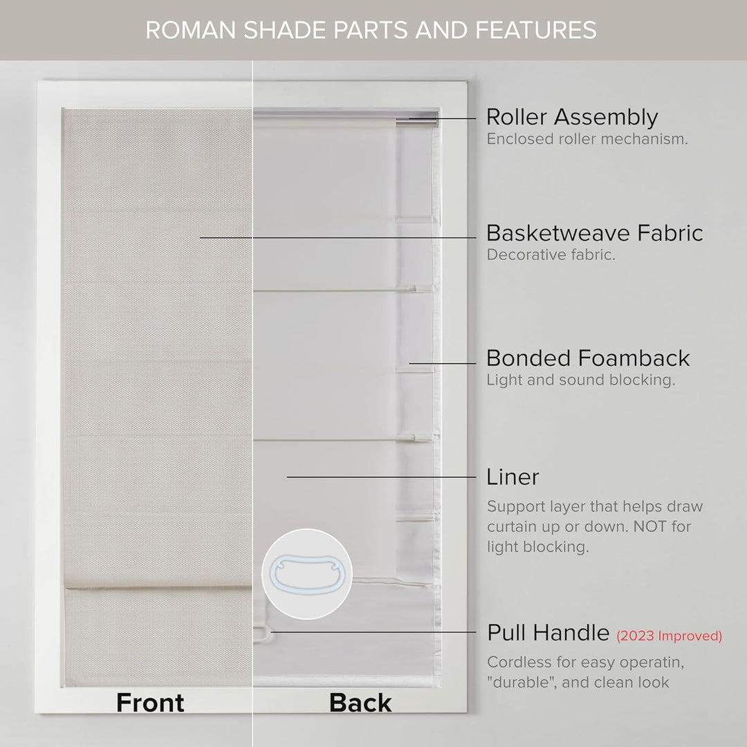 Various Color Cordless Roman Fabric Shades, Energy Efficient, Thermal Insulated,Wide Range Size Customizable