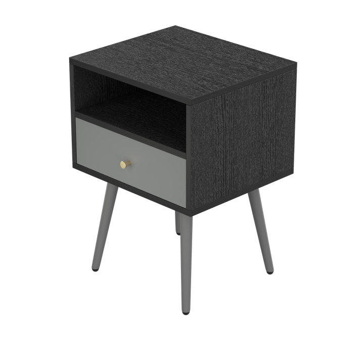 Update Modern Nightstand with 1Drawers, Suitable for Bedroom/Living Room/Side Table (Dark Grey)