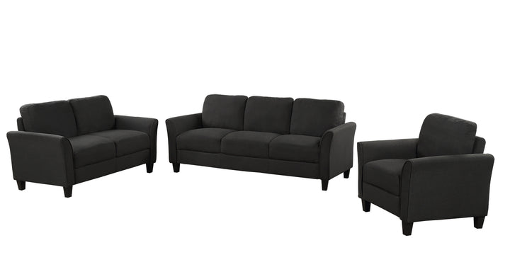 Living Room Sets Furniture Armrest Sofa Single Chair Sofa Loveseat Chair 3-Seat Sofa (ChairLoveseat Chair&3-Seat Sofa, Black)