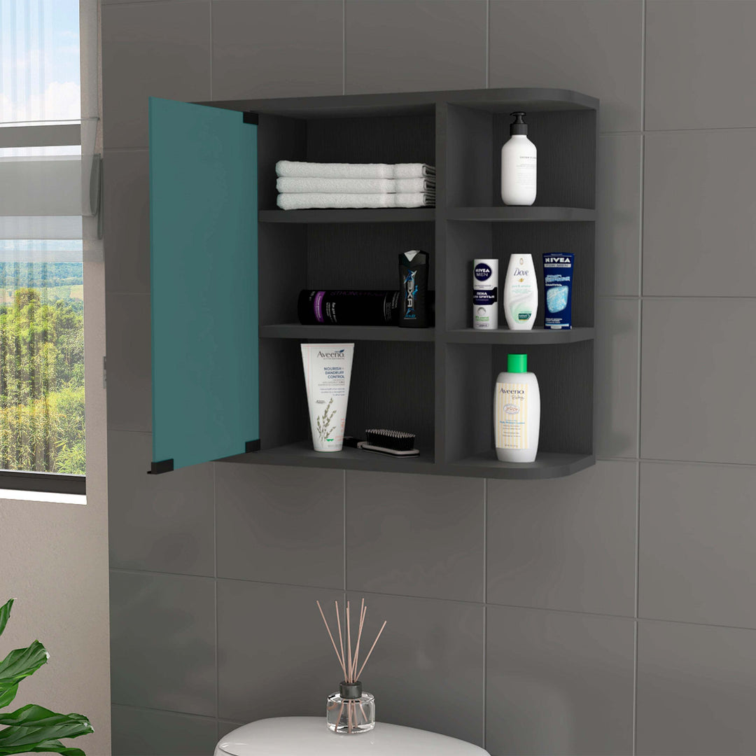 Valdez Medicine Cabinet With Six Shelves, Mirror Cabinet