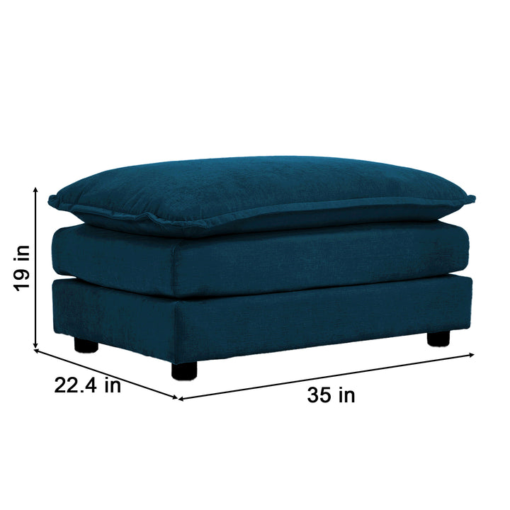 4 - Piece Upholstered Sectional Sofa, 1 - Piece of 2 Seater Sofa and 2- Piece of Ottomans , 2 Seater Loveseat Lounge with Ottomans , Blue Chenille