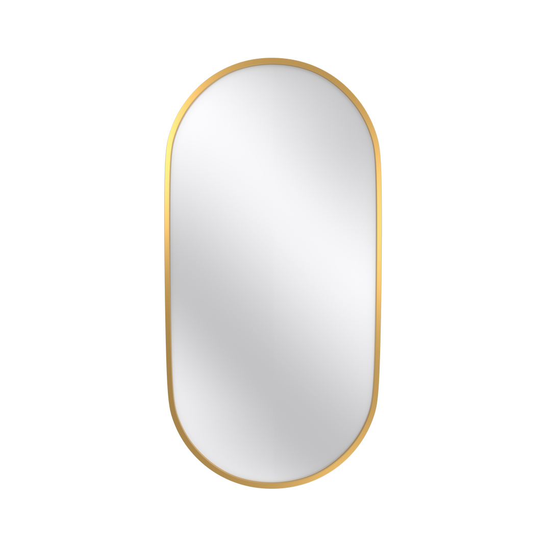 Wall Mounted Mirror, 36"x18" Oval Bathroom Mirror, Gold Vanity Wall Mirror w/ Stainless Steel Metal Frame & Pre-Set Hooks for Vertical & Horizontal Hang, Ideal for Bedroom, Bathroom