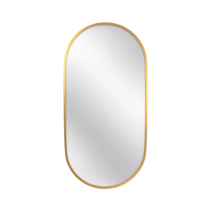 Wall Mounted Mirror, 36"x18" Oval Bathroom Mirror, Gold Vanity Wall Mirror w/ Stainless Steel Metal Frame & Pre-Set Hooks for Vertical & Horizontal Hang, Ideal for Bedroom, Bathroom