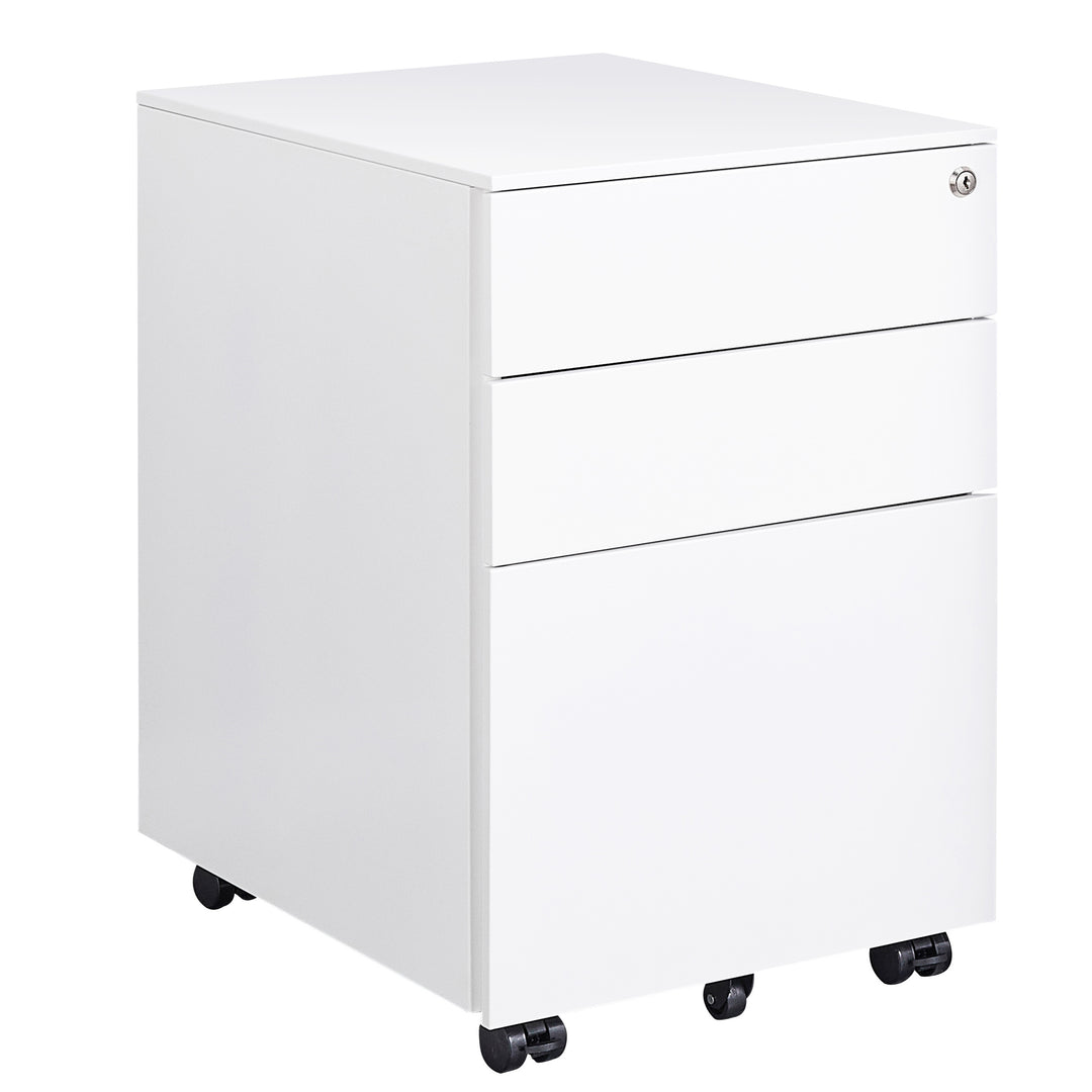 ZIYUNTC  3 Drawer Mobile File Cabinet with Lock Steel File Cabinet for Legal/Letter/A4/F4 Size, Fully Assembled Include Wheels, Home/ Office Design