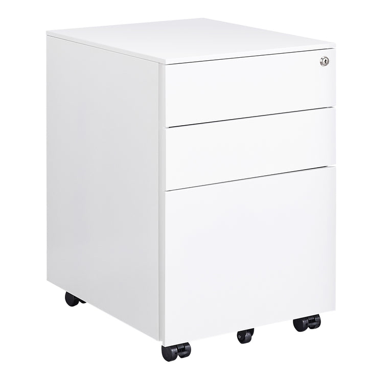 ZIYUNTC  3 Drawer Mobile File Cabinet with Lock Steel File Cabinet for Legal/Letter/A4/F4 Size, Fully Assembled Include Wheels, Home/ Office Design