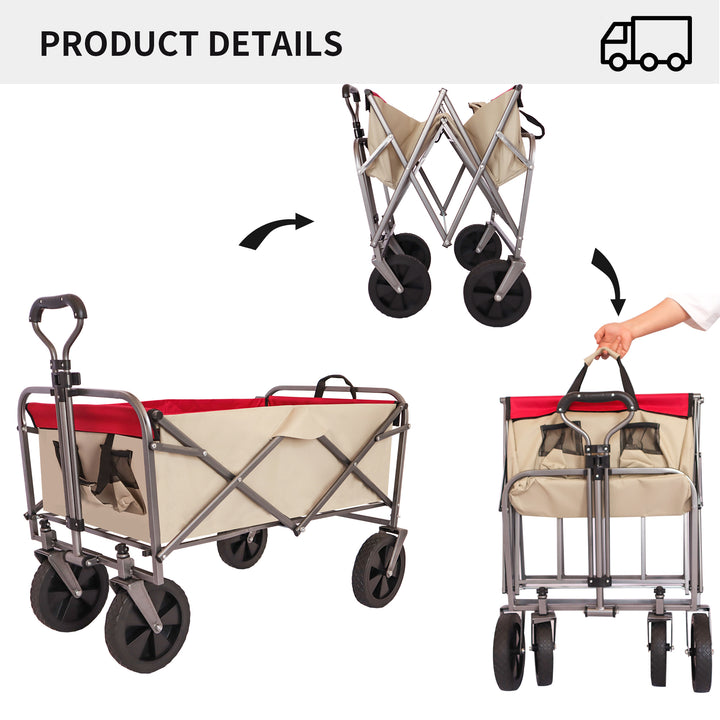 Outdoor Garden Multipurpose Micro Collapsible Beach Trolley Cart Camping Folding Wagon