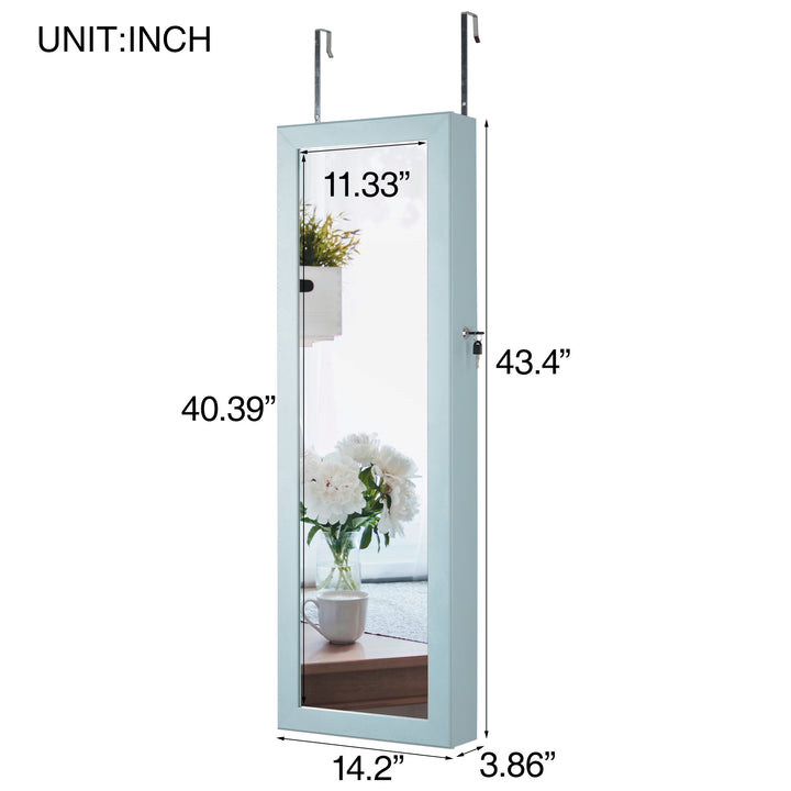 Fashion Simple Jewelry Storage Mirror Cabinet With LED Lights Can Be Hung On The Door Or Wall