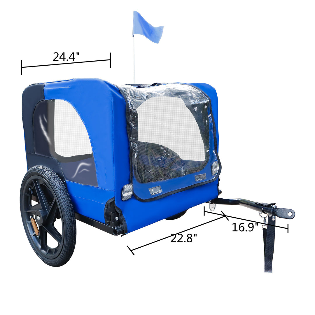 Blue High Quality 16 inch air wheel Pet Bike Trailer for Dogs Foldable Bicycle Pet Trailer