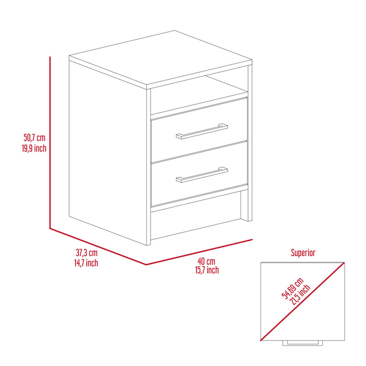 Rowley 2-Drawer 1-Shelf Rectangle Nightstand Light Grey