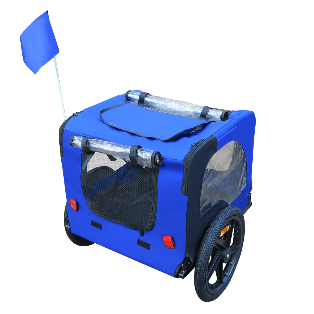 Blue High Quality 16 inch air wheel Pet Bike Trailer for Dogs Foldable Bicycle Pet Trailer