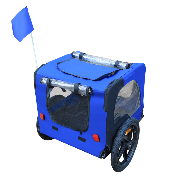 Blue High Quality 16 inch air wheel Pet Bike Trailer for Dogs Foldable Bicycle Pet Trailer