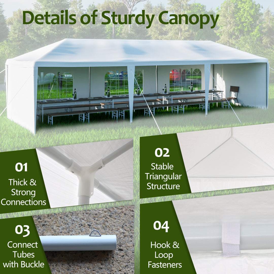 10x30' Wedding Party Canopy Tent Outdoor Gazebo with 5 Removable Sidewalls