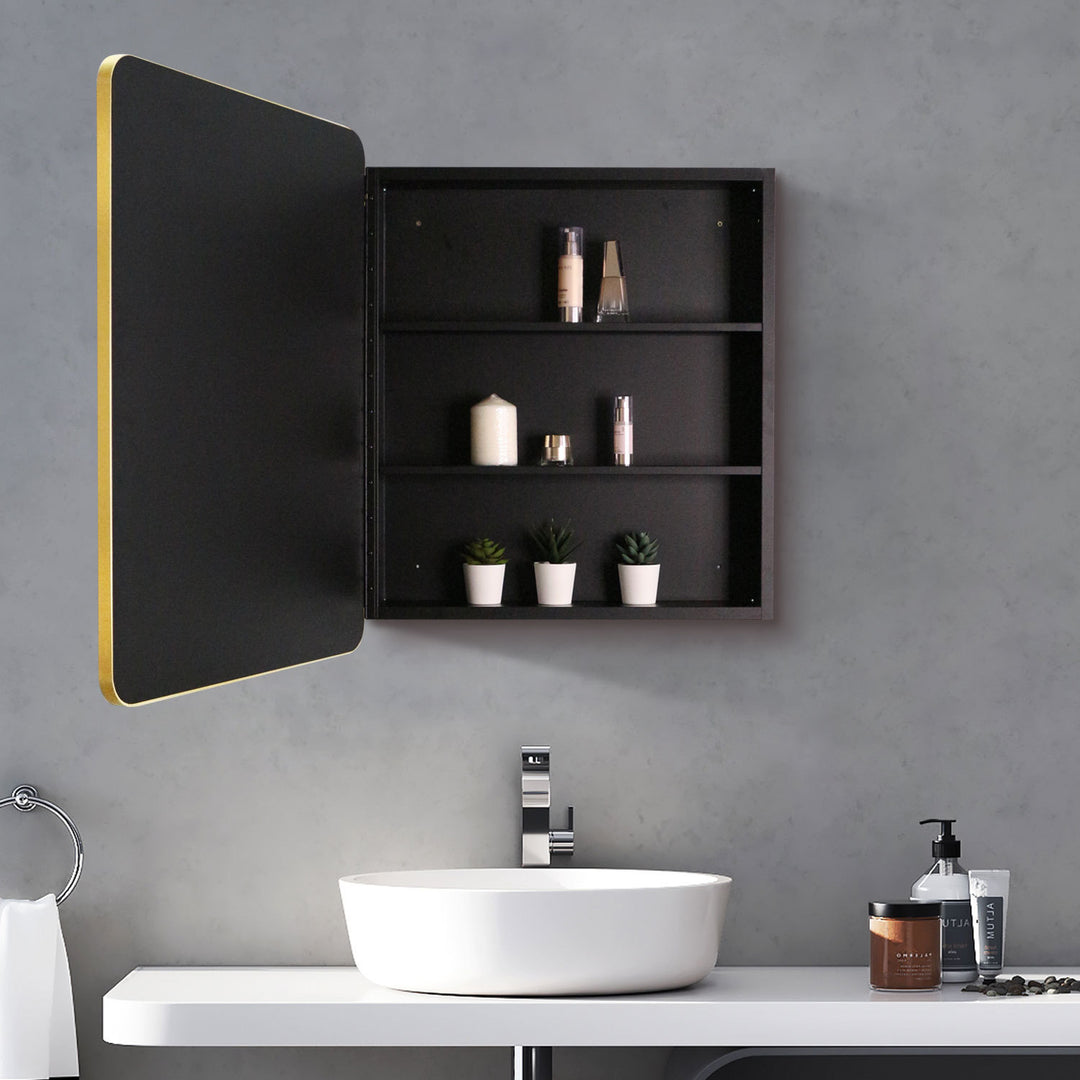 24x30 inch Gold Metal Framed Wall mount or Recessed Bathroom Medicine Cabinet with Mirror