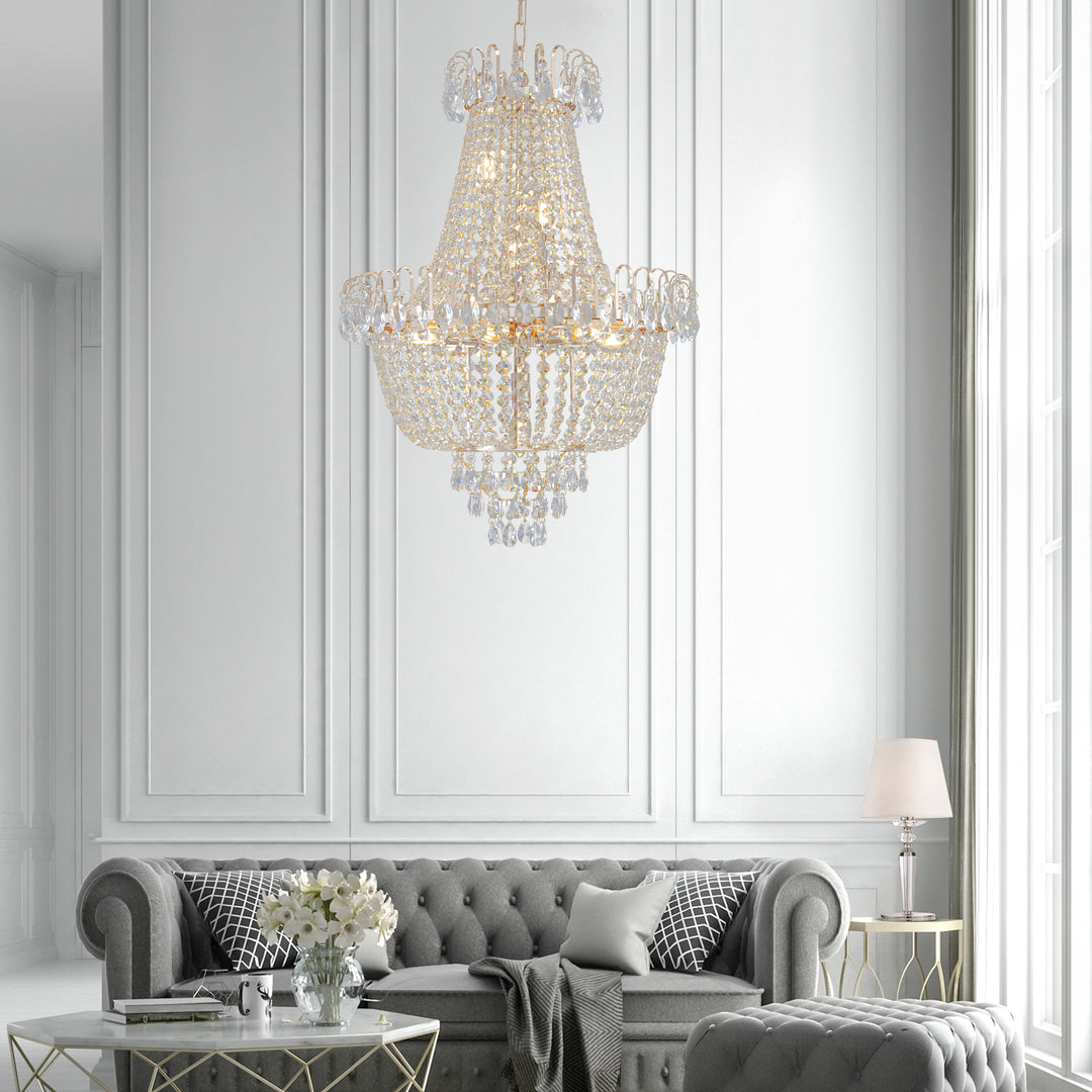 Gold Crystal Chandeliers,Large Contemporary Luxury Ceiling Lighting for Living Room Dining Room Bedroom Hallway