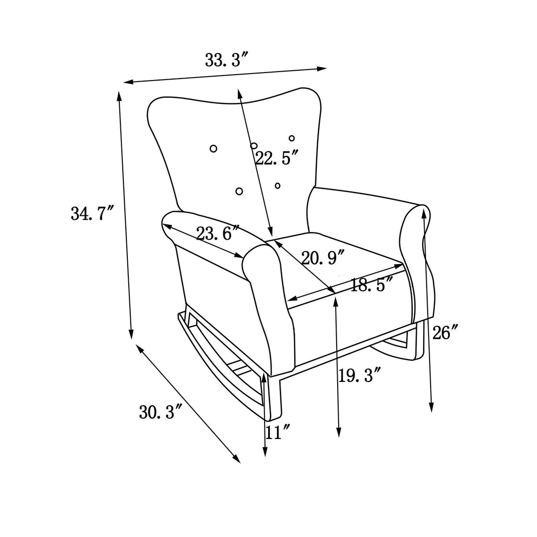 Baby Room High Back Rocking Chair Nursery Chair , Comfortable Rocker Fabric Padded Seat ,Modern High Back Armchair