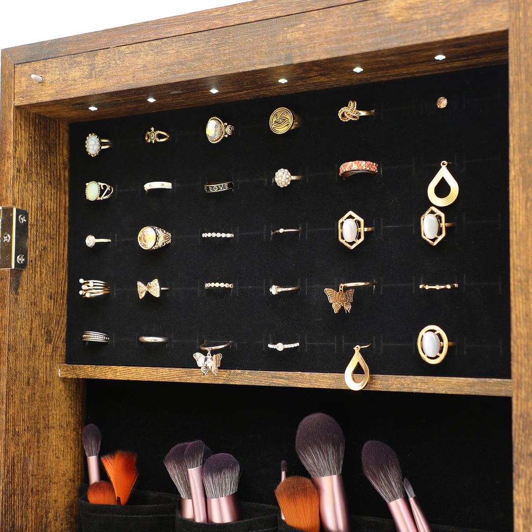 Fashion Simple Jewelry Storage Mirror Cabinet With LED Lights Can Be Hung On The Door Or Wall