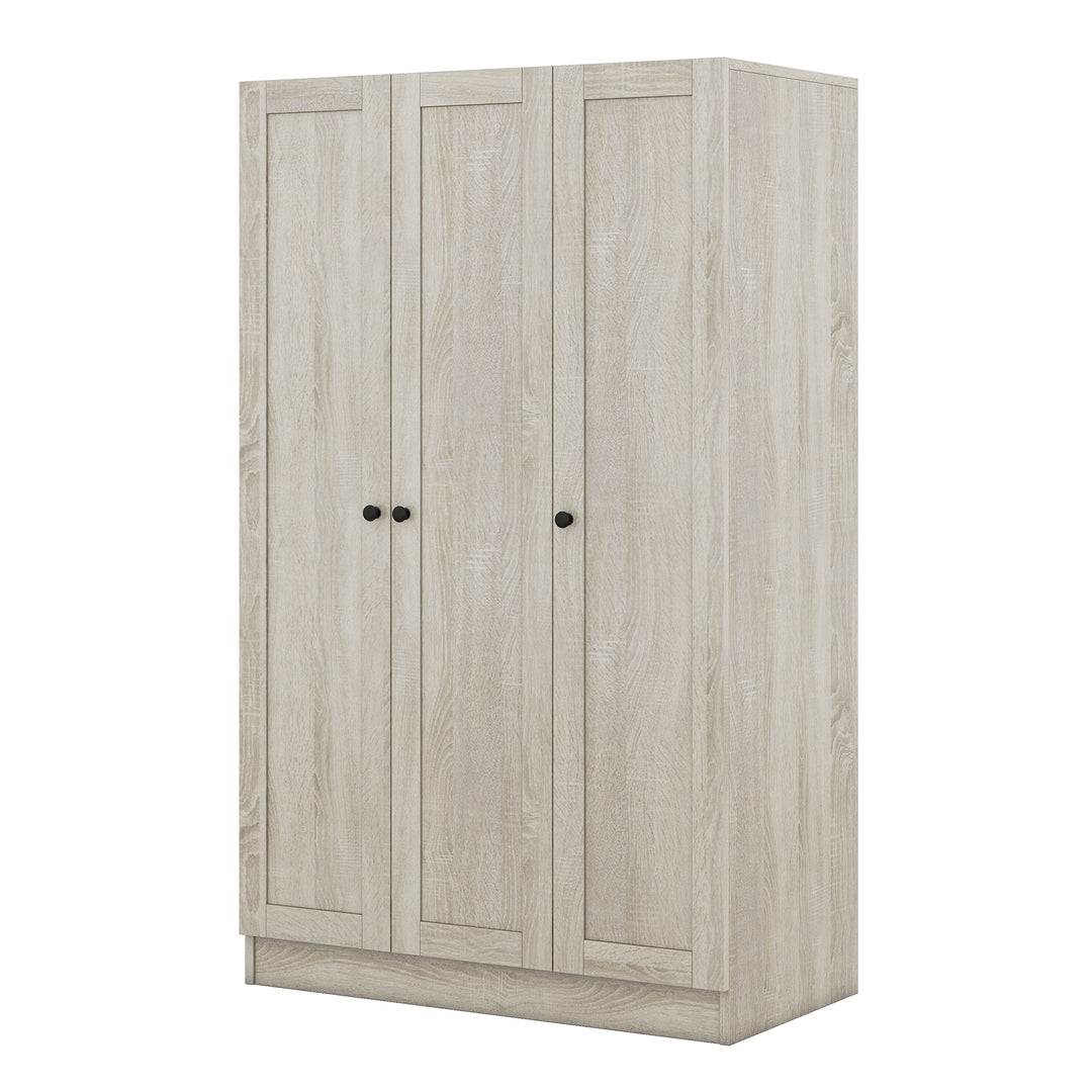 3-Door Shutter Wardrobe with shelves, Gray