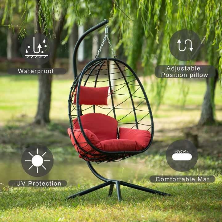 Egg Chair with Stand Indoor Outdoor Swing Chair Patio Wicker Hanging Egg Chair Hanging Basket Chair Hammock Chair with Stand for Bedroom Living Room Balcony