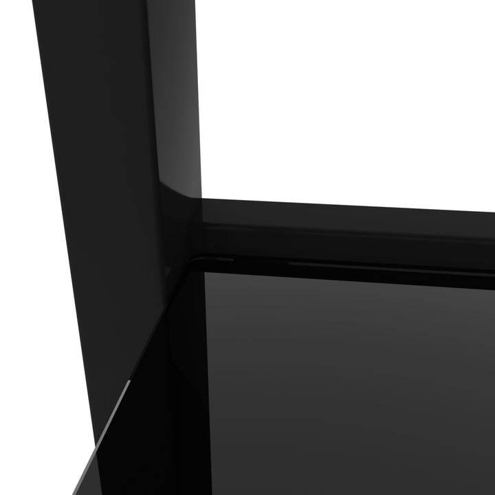 Black Glass Coffee Table, Clear Coffee Table，Modern Side Center Tables for Living Room， Living Room Furniture