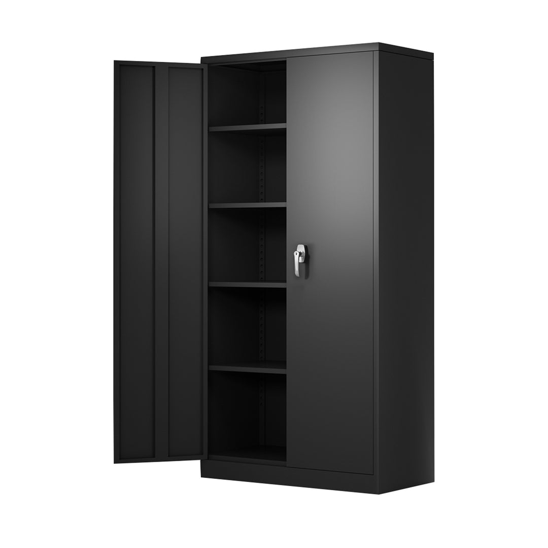 Metal Storage Cabinet,Steel Storage Cabinet with 2 Doors and 4 Adjustable Shelves,Black Metal Cabinet with Lock,72"Tall Steel