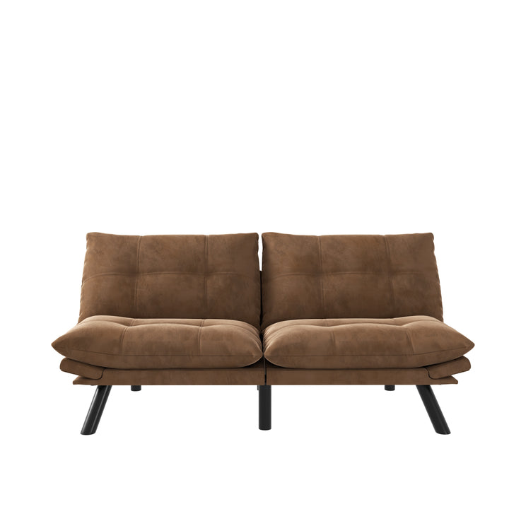 Leatehr Feeling Brown Convertible Folding Modern sofa Bed