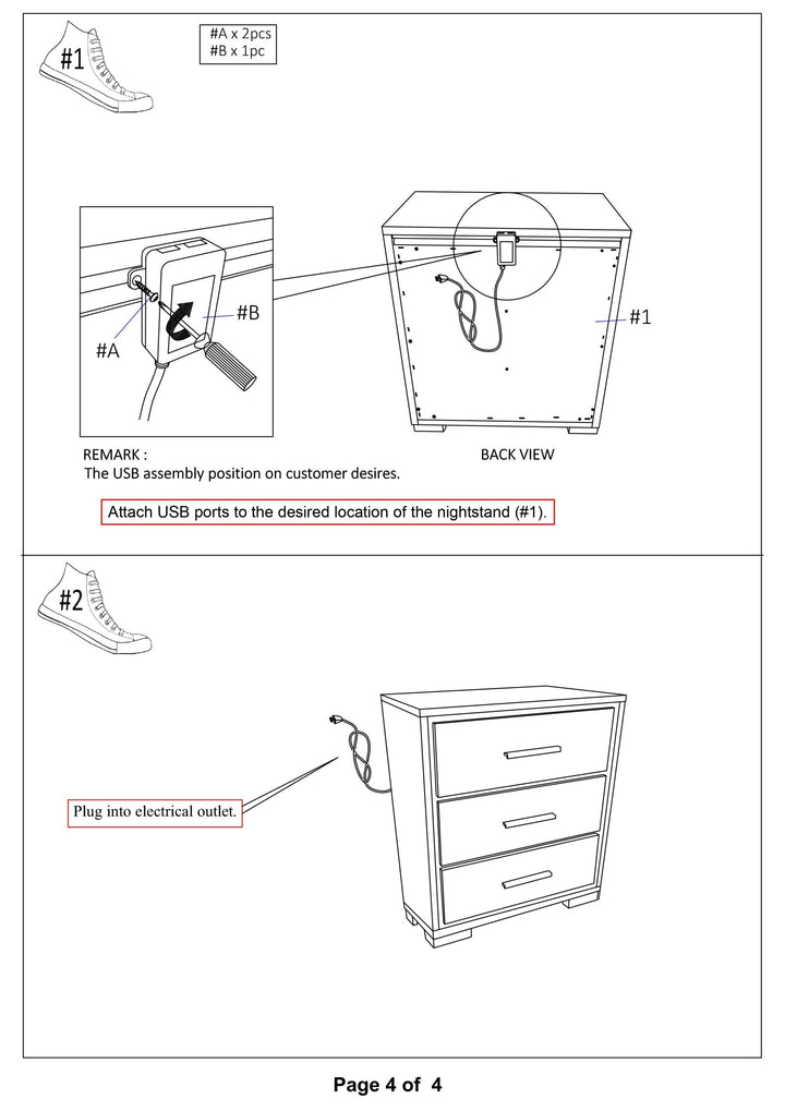 1x Nightstand Solid wood Warm Gray Sleek Modern Lines Chrome Trim Insert Contemporary Bedroom Furniture