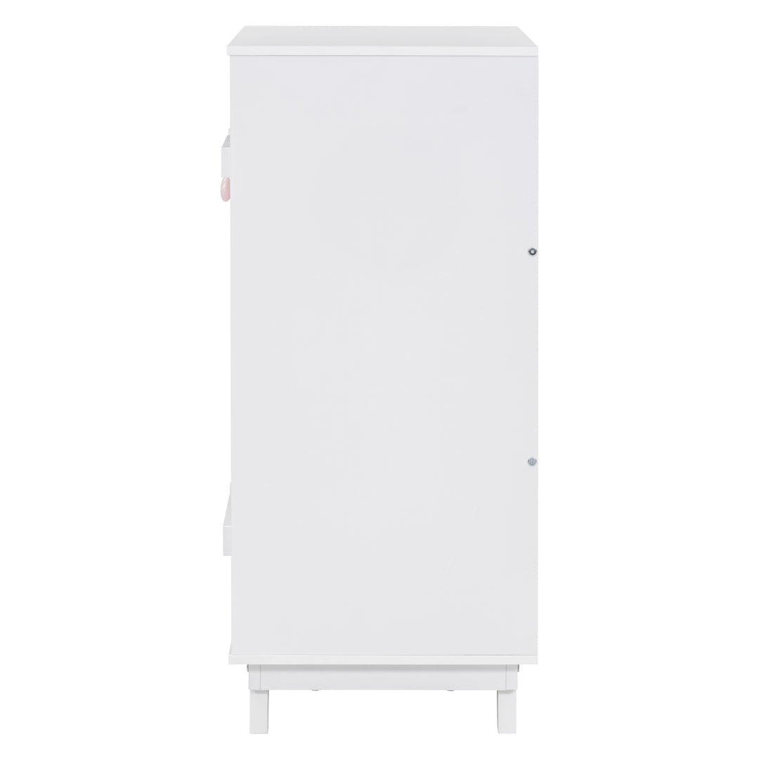 Wooden Wardrobe Cabinet with Hanging Rod, Storage Armoires with Doors ,White