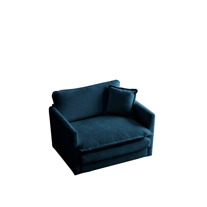 2 Seater Loveseat and Chair Set, 2 Piece Sofa & Chair Set, Loveseat and Accent Chair , 2-Piece Upholstered Chenille Sofa Living Room Couch Furniture(1+2 Seat ) ,Blue Chenille